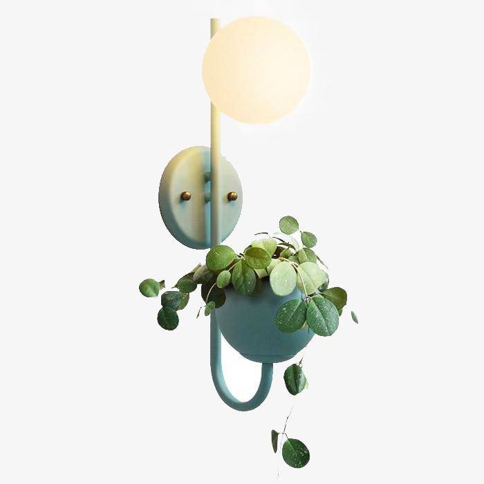 Applique murale LED design avec pot et boule en verre