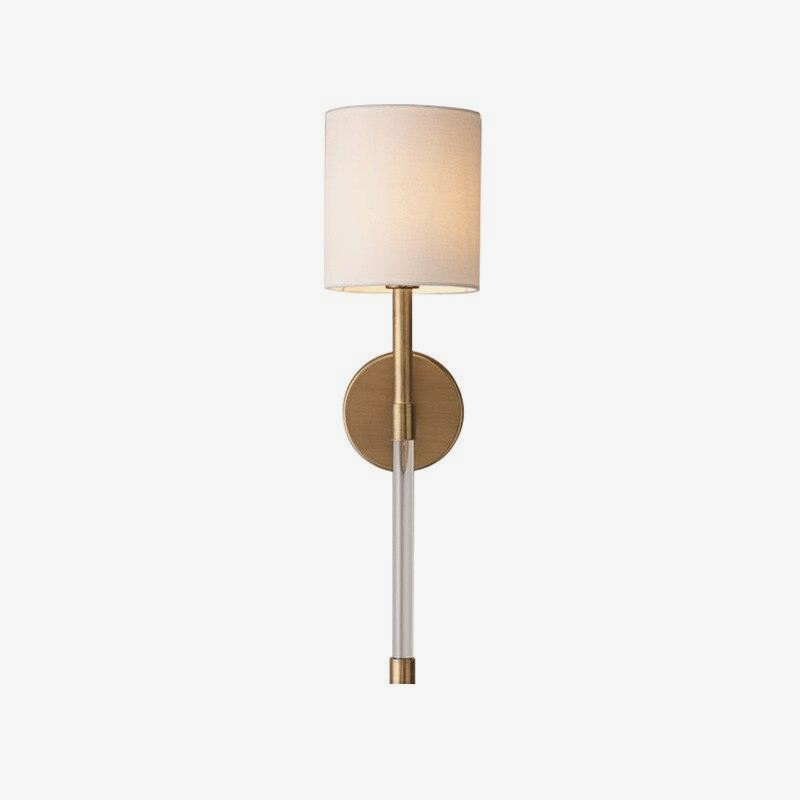 Applique murale moderne LED avec abat-jour beige et tige métal rétro - vue 2 sur 3