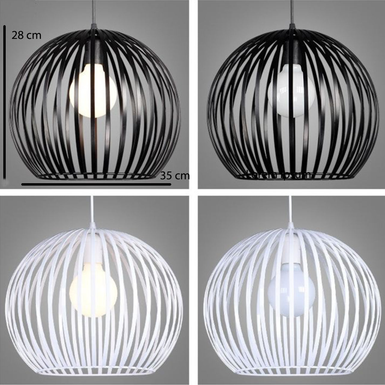 Suspension en cage ronde vintage (noir ou blanc) - vue 7 sur 7