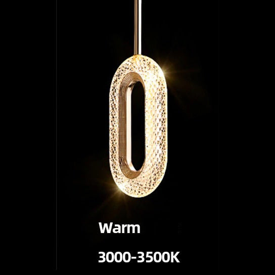 Suspension moderne LED forme ovale et dorée Elaia - vue 10 sur 12