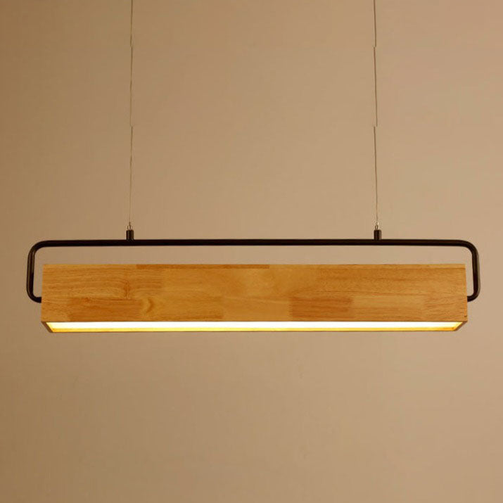 Suspension moderne LED rectangulaire en bois Wakin - vue 5 sur 7