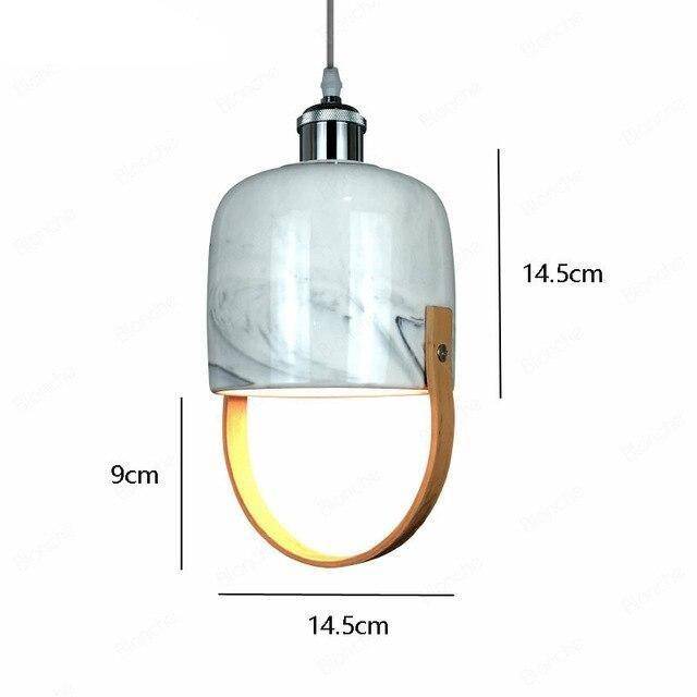 Suspension design LED avec abat-jour en marbre blanc Loft - vue 8 sur 8