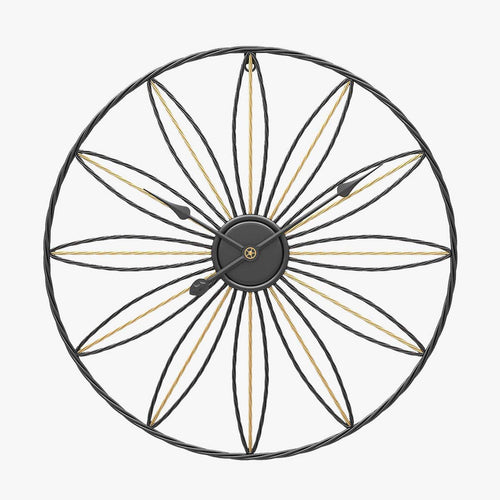 Horloge murale ronde avec rosace en métal rétro Hollow