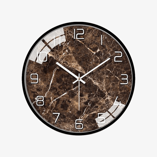 Horloge murale ronde moderne effet marbre Silent