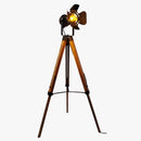 Lampadaire projecteur ajustable sur pied en bois