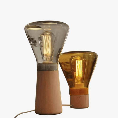 Lampe à poser design en verre et bois Aurora