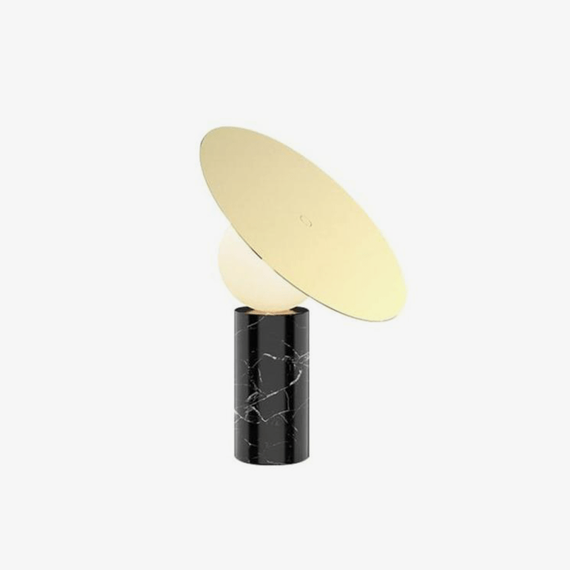 Lampe à poser design LED en marbre avec boule et disque en verre