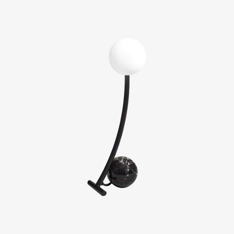 Lampe à poser design LED en marbre et métal courbé - vue 2 sur 4