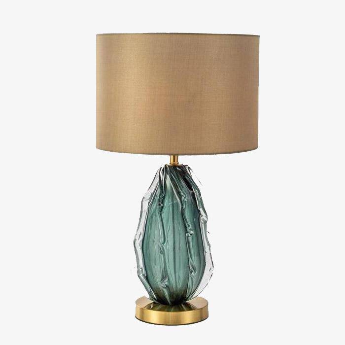 Lampe à poser en verre design LED avec abat-jour cylindrique