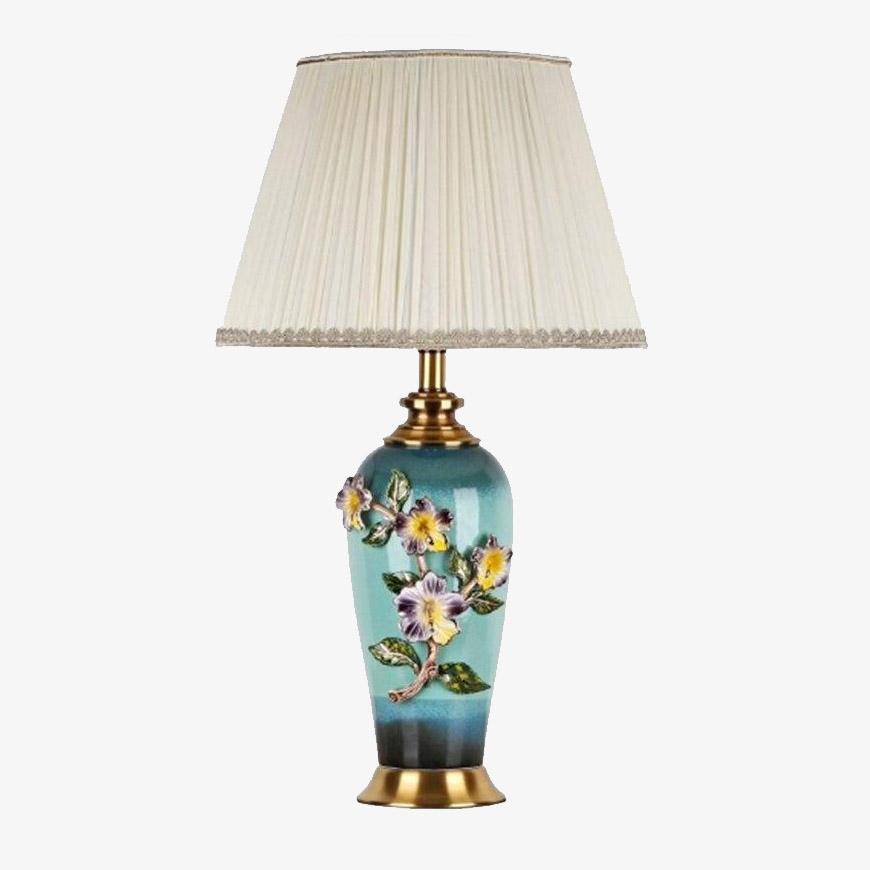 Lampe à poser LED en céramique colorée avec abat-jour style Japonais