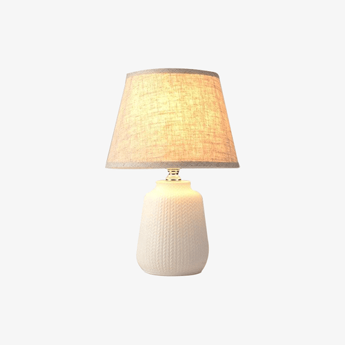 Lampe à poser moderne LED avec socle céramique coloré et abat-jour tissu