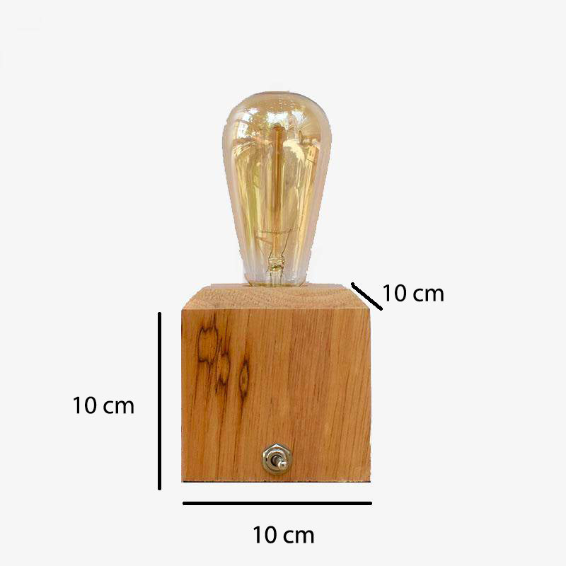 Lampe à poser sur bureau ou de chevet avec socle cubique en bois - vue 4 sur 3
