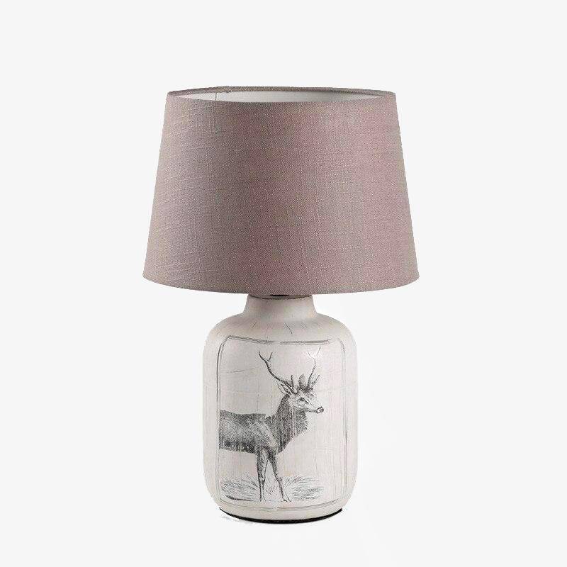 Lampe de chevet avec abat-jour en tissu et dessin cerf - vue 2 sur 7