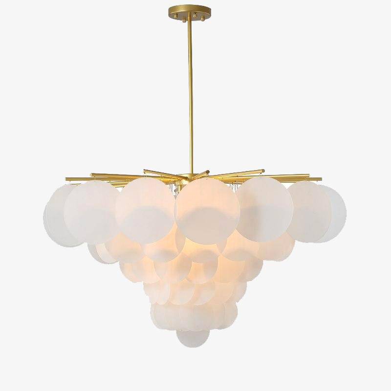 Lustre design avec branches dorées et boules en verre Vertigo