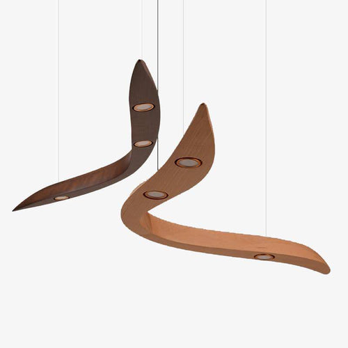 Lustre design branches arrondies en bois et LED Villa