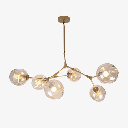 Lustre design doré avec boules de verre Lindsey