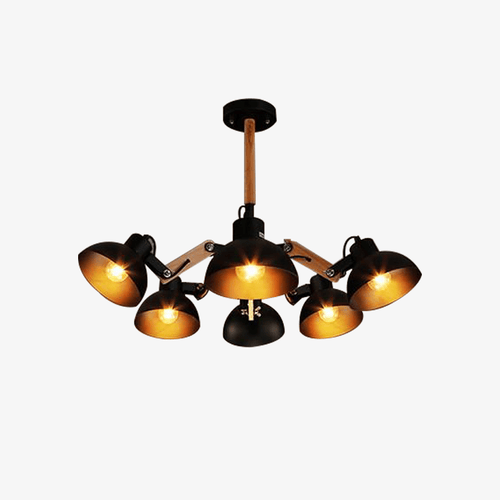 Lustre en bois et métal antique rustique Country