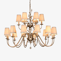 Lustre en chandelier avec abat-jour Art Deco