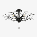 Lustre en cristal et verre branches d'arbre Vintage (noir ou doré)