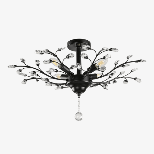 Lustre en cristal et verre branches d'arbre Vintage (noir ou doré)
