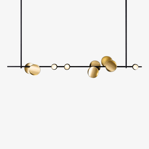 Lustre et suspension design art déco noir et doré avec lampes LED
