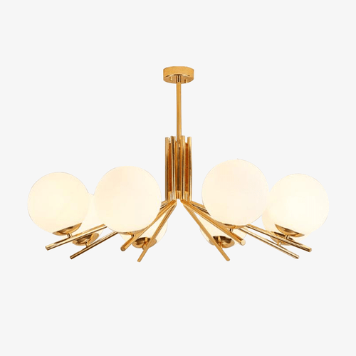 Lustre LED doré avec boules en verre