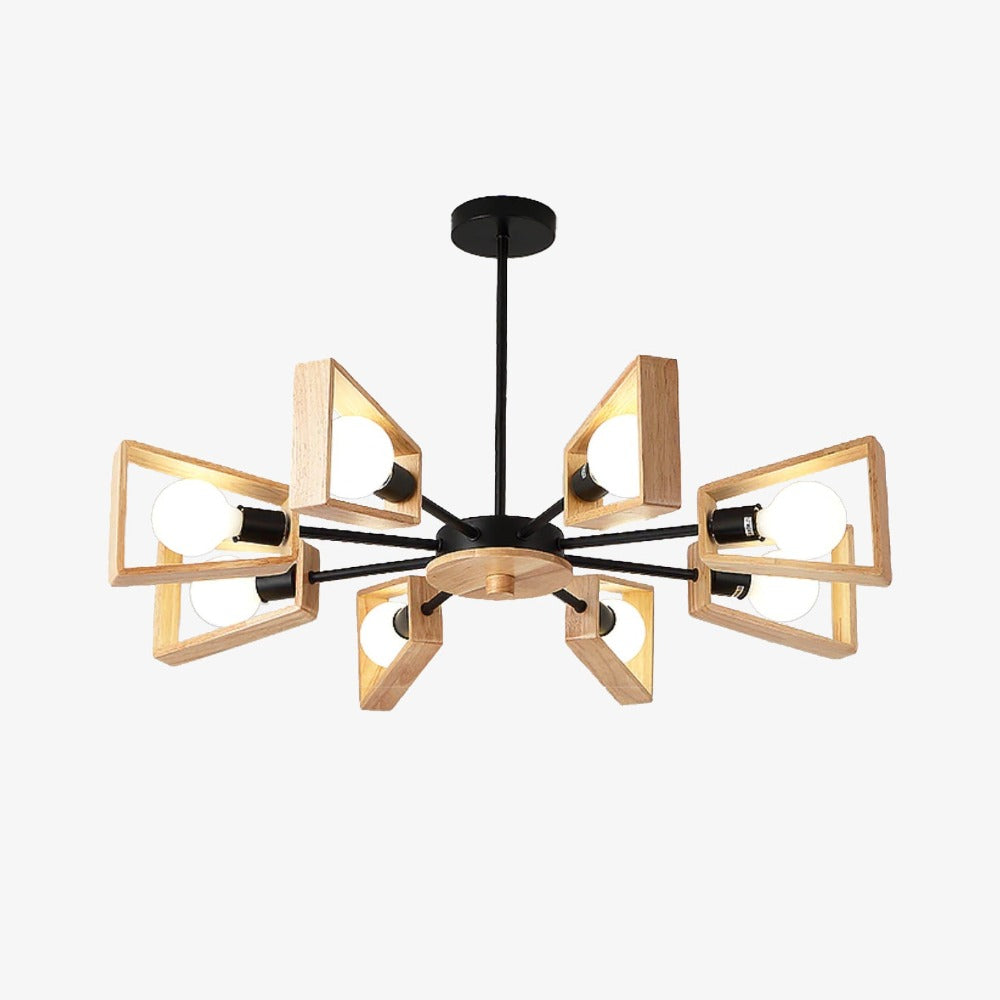 Lustre scandinave LED avec lampes en bois Rauwl