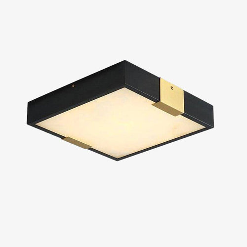 Plafonnier design à LED carré en marbre et métal