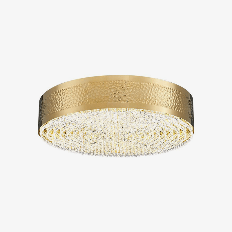 Plafonnier design LED rond aux bords en métal doré