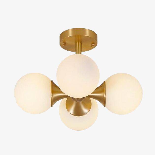 Plafonnier LED design doré avec boules en verre