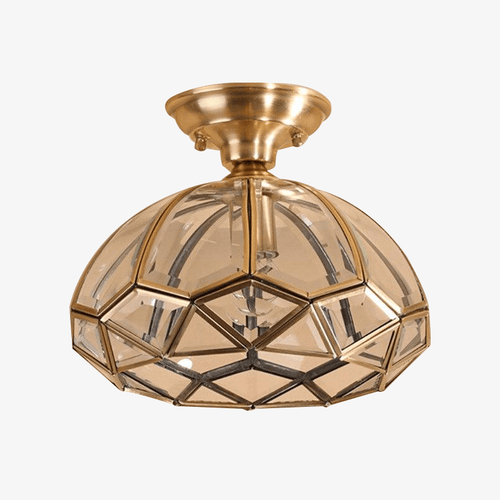 Plafonnier LED rustique doré en verre Sgrow