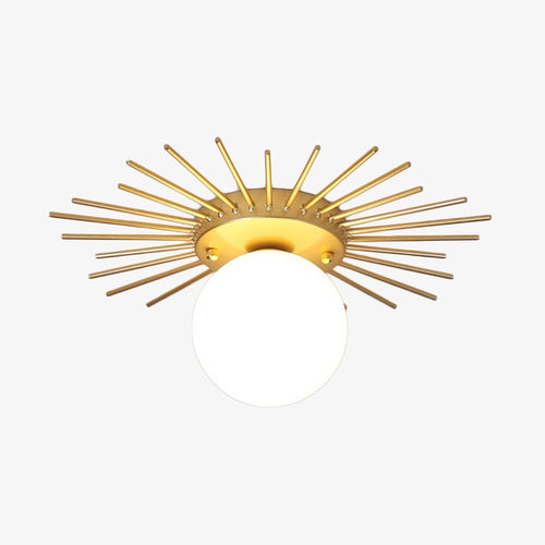 Plafonnier moderne LED avec soleil métallique et globe Sana