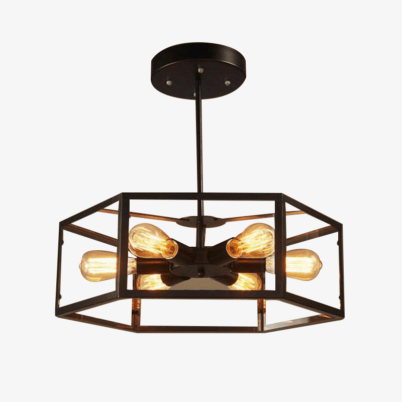 Plafonnier rustique avec lampe dans boite en verre FUMAT Industrial