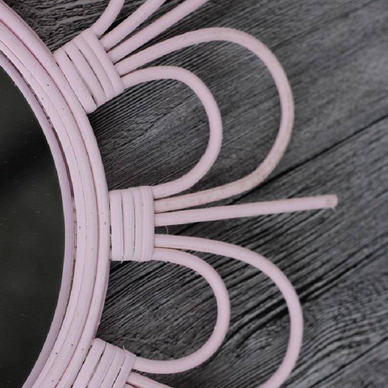 Miroir mural décoratif rond rose en fleur French - vue 5 sur 4