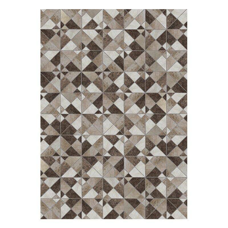 Tapis rectangle scandinave à formes géométriques marrons en polyester Large B - vue 4 sur 3