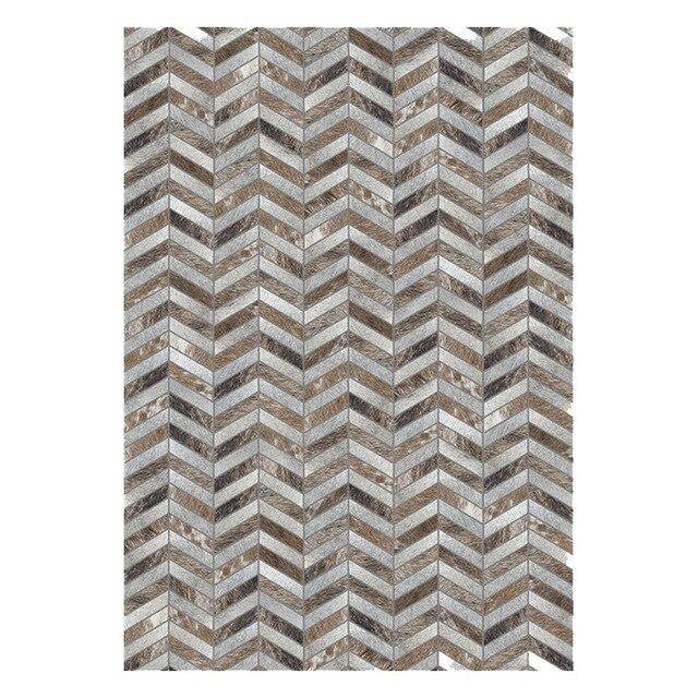 Tapis rectangle scandinave à formes géométriques marrons en polyester Large A - vue 4 sur 4