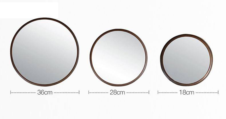 Miroir mural rond en bois (plusieurs tailles)