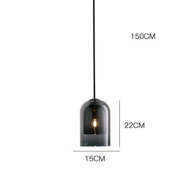 Suspension design tube arrondi en verre fumé - vue 6 sur 9