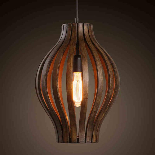 Suspension industrielle rétro style rustique cage en bois