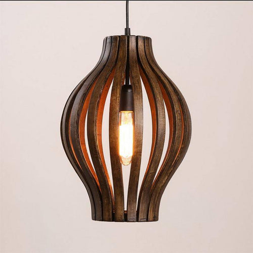 Suspension industrielle rétro style rustique cage en bois