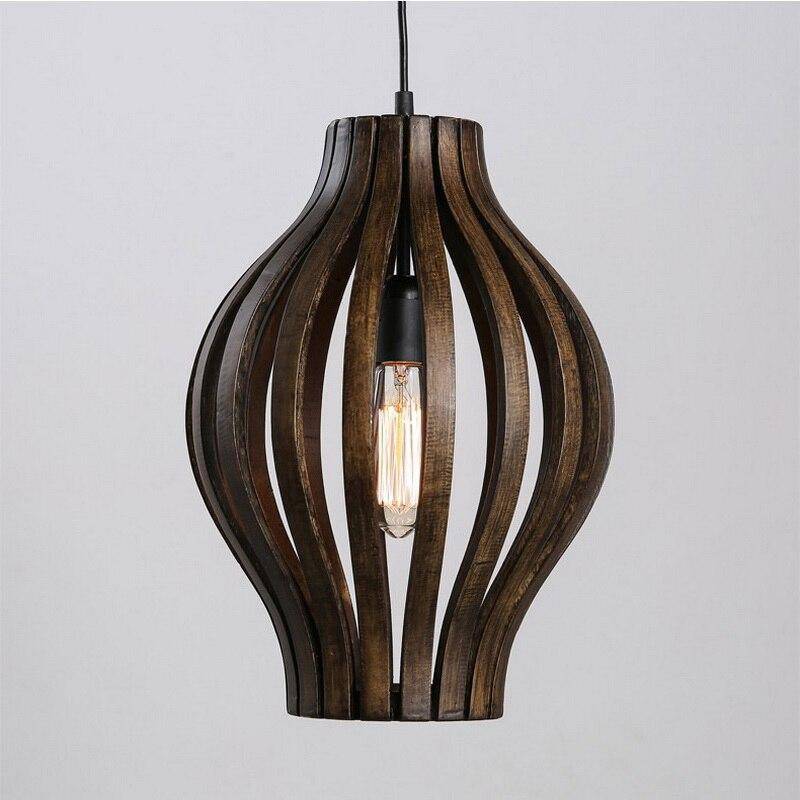 Suspension industrielle rétro style rustique cage en bois - vue 6 sur 7