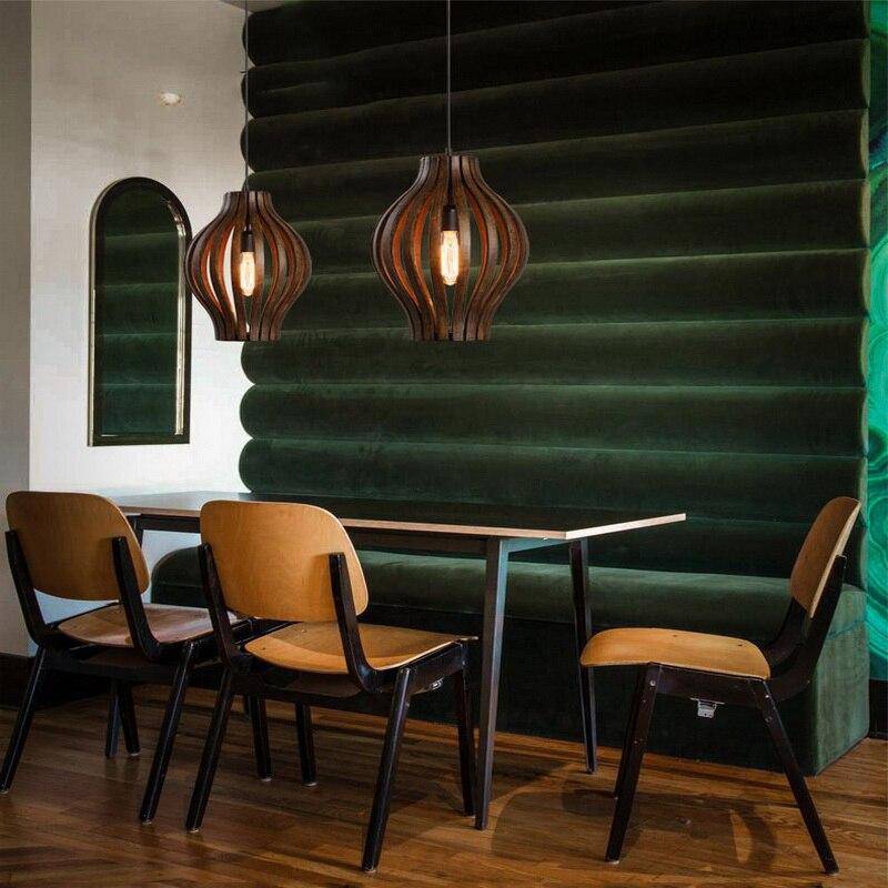 Suspension industrielle rétro style rustique cage en bois - vue 3 sur 7