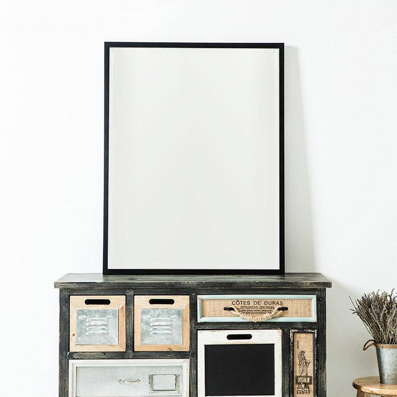 Miroir mural rectangulaire avec cadre noir fin Basin