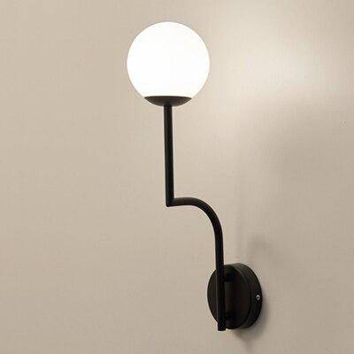 Applique murale design à LED dorée et boule en verre rétro
