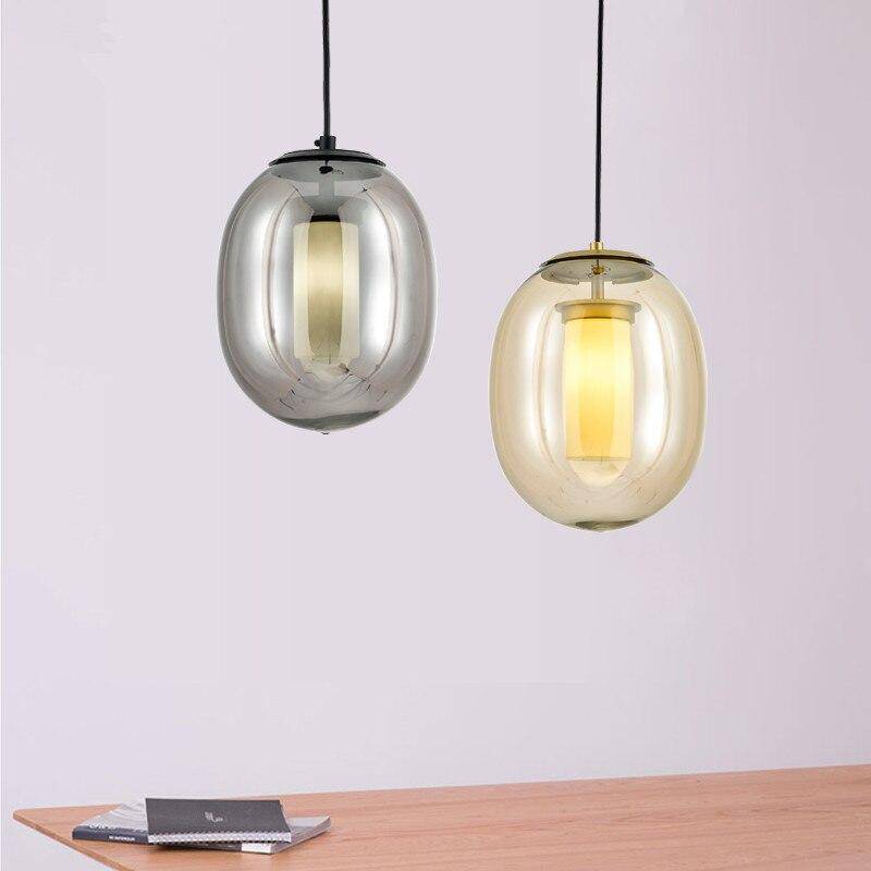 Suspension LED design bulle en verre colorée fumée - vue 3 sur 4
