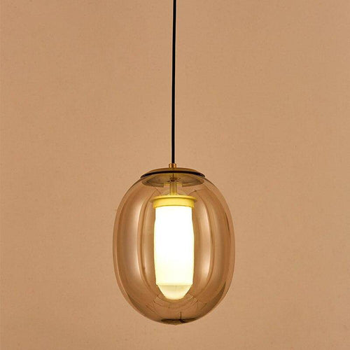 Suspension LED design bulle en verre colorée fumée
