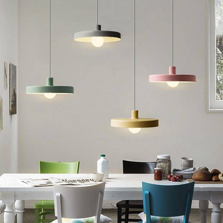 Suspension design LED à plat en métal coloré Loft - vue 4 sur 9