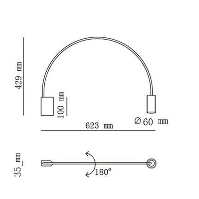 Applique murale design LED en cylindre métal doré Sconce