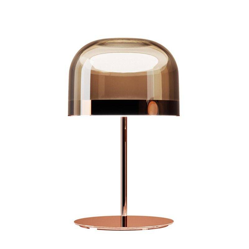 Lampe à poser design LED en métal avec abat-jour en verre style Mushroom