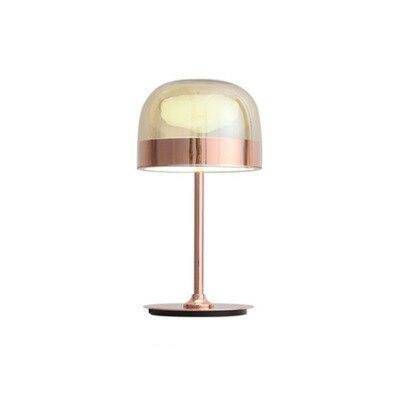 Lampe à poser design LED en métal avec abat-jour en verre style Mushroom